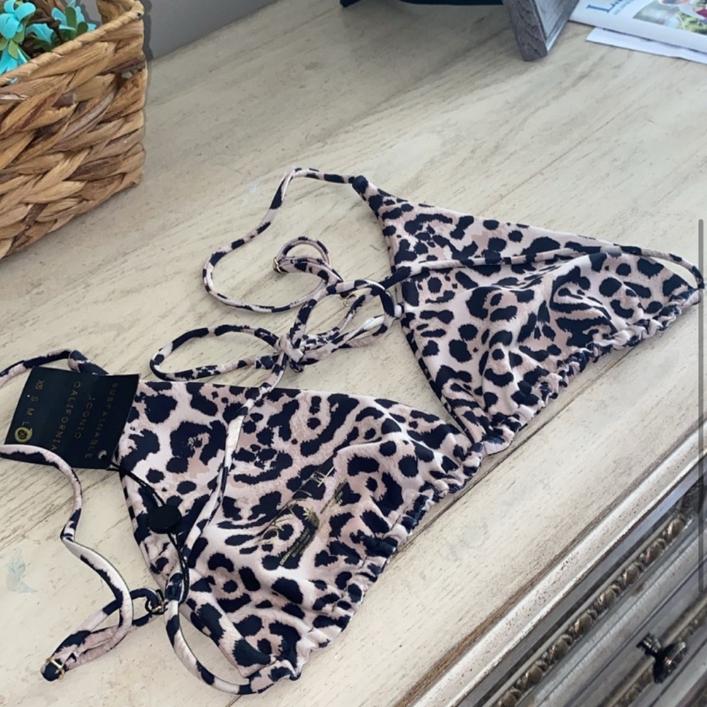 Skatie Leopard Print Triangle Bikini Top XL
